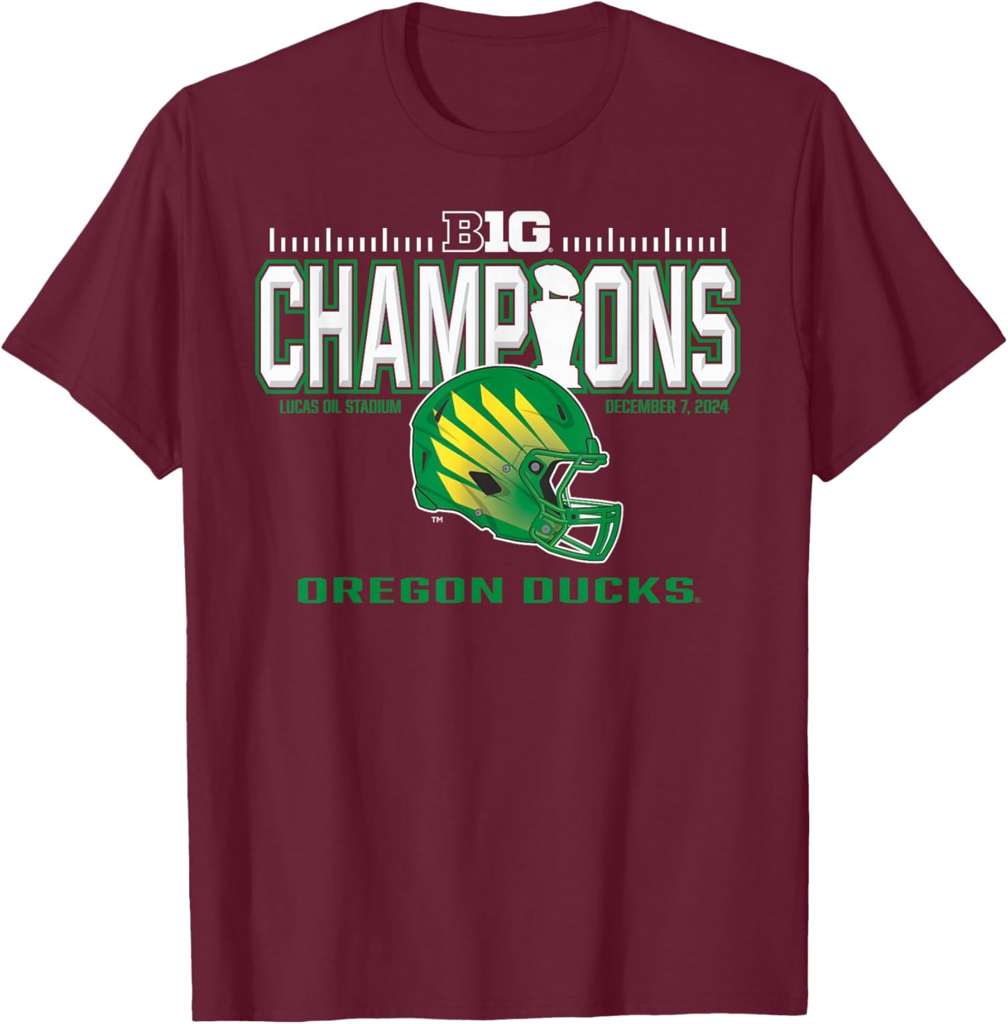 Oregon Ducks Big Ten Champs 2024 Football Locker Room T-Shirt - T-Shirt | Maroon