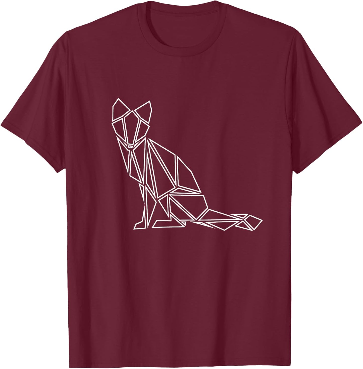 POLYGON FOX forest animal geometric polygon minimalist T-Shirt - T-Shirt | Maroon