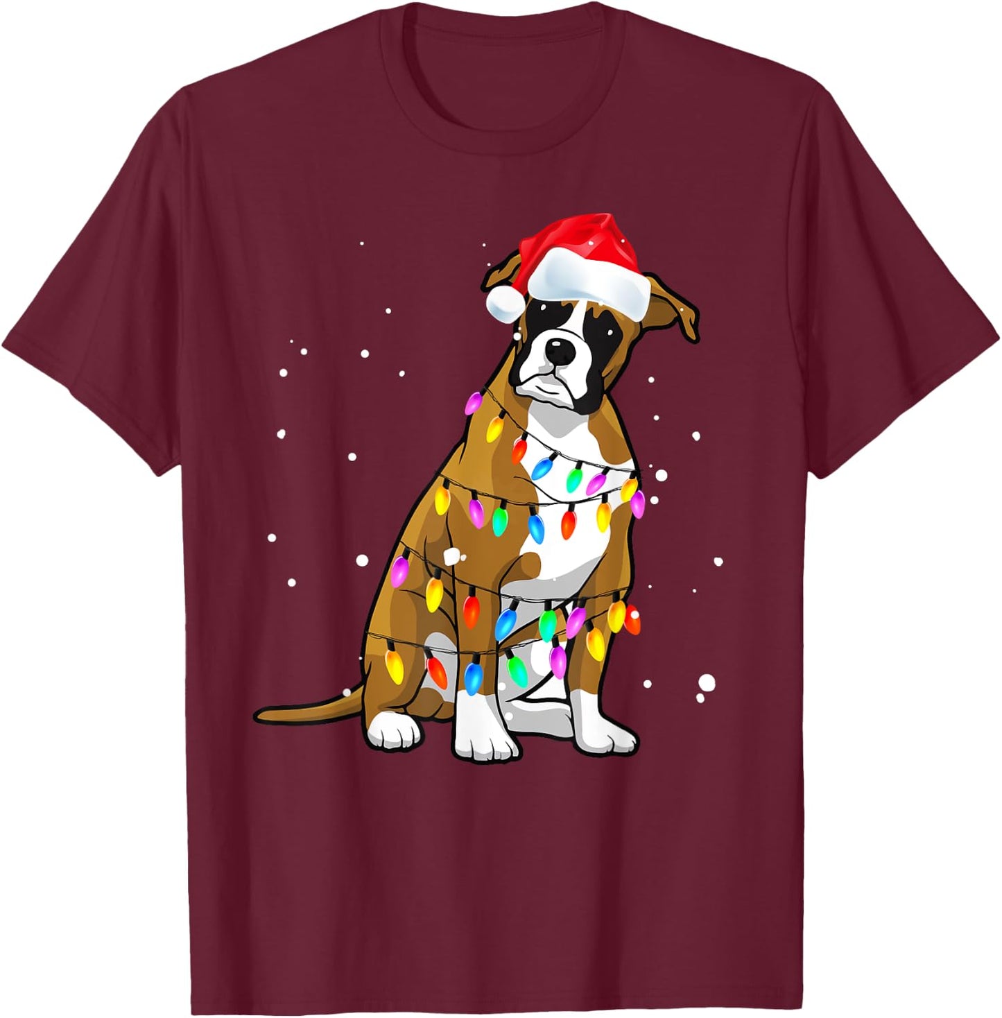 Boxer Christmas Boxer Dog Christmas Shirt Gift Men Women Kids T-Shirt - T-Shirt | Maroon