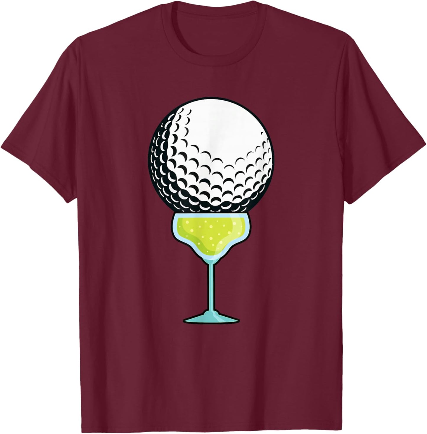 Funny Golf Ball on a Margarita Cocktail Golfer Golf Fan T-Shirt - T-Shirt | Maroon