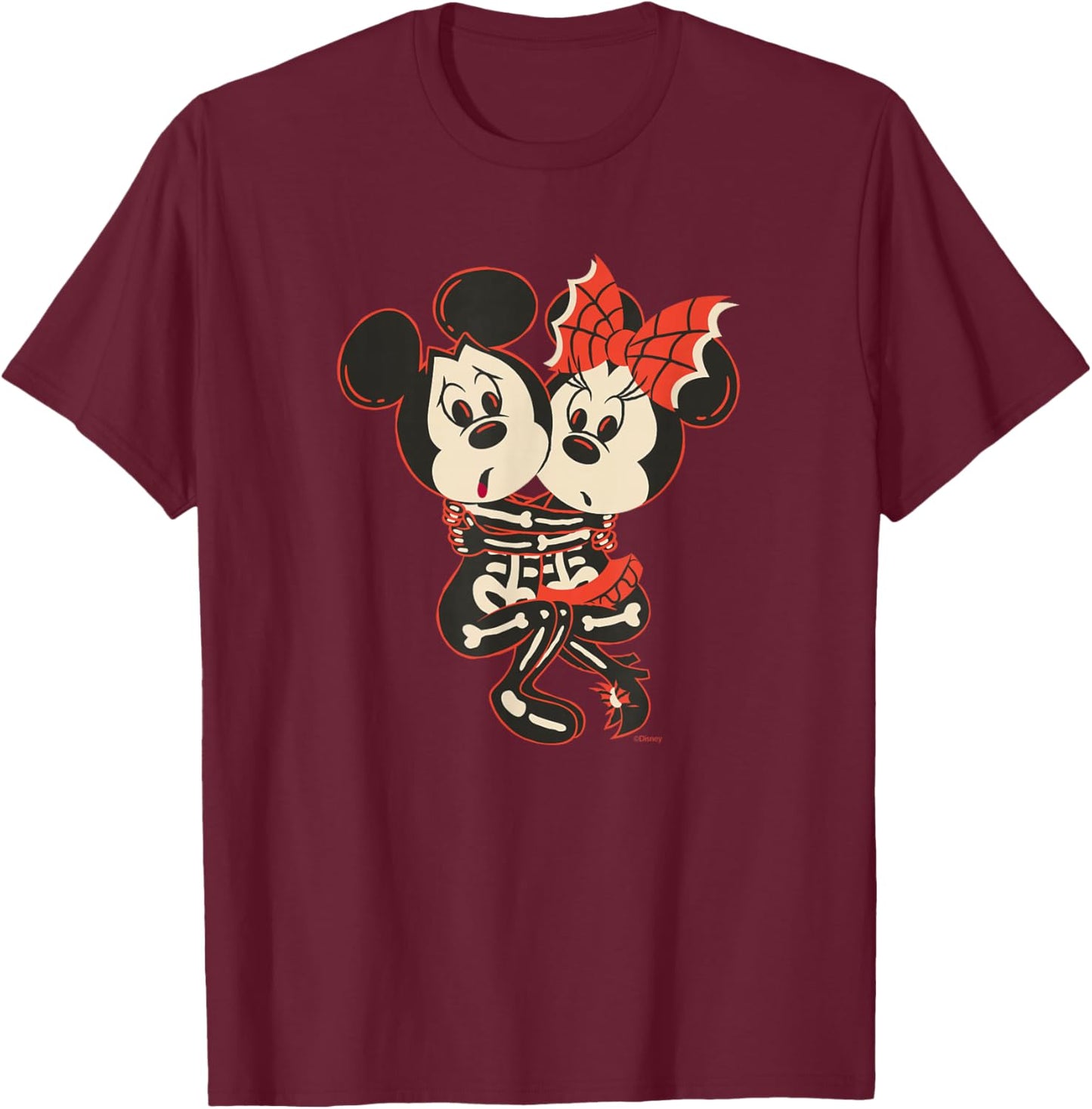 Disney Mickey Mouse & Minnie Mouse Sweetly Scared Halloween T-Shirt - T-Shirt | Maroon