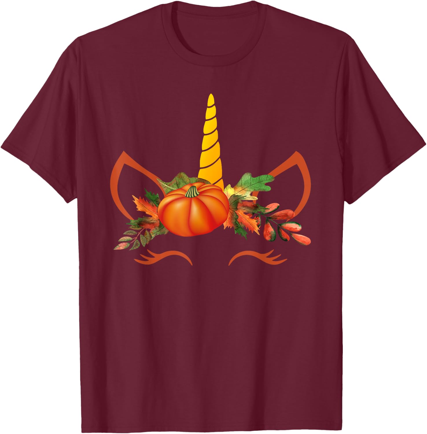 Cute Unicorn Pumpkin Shirts for Kids Halloween Thanksgiving T-Shirt - T-Shirt | Maroon