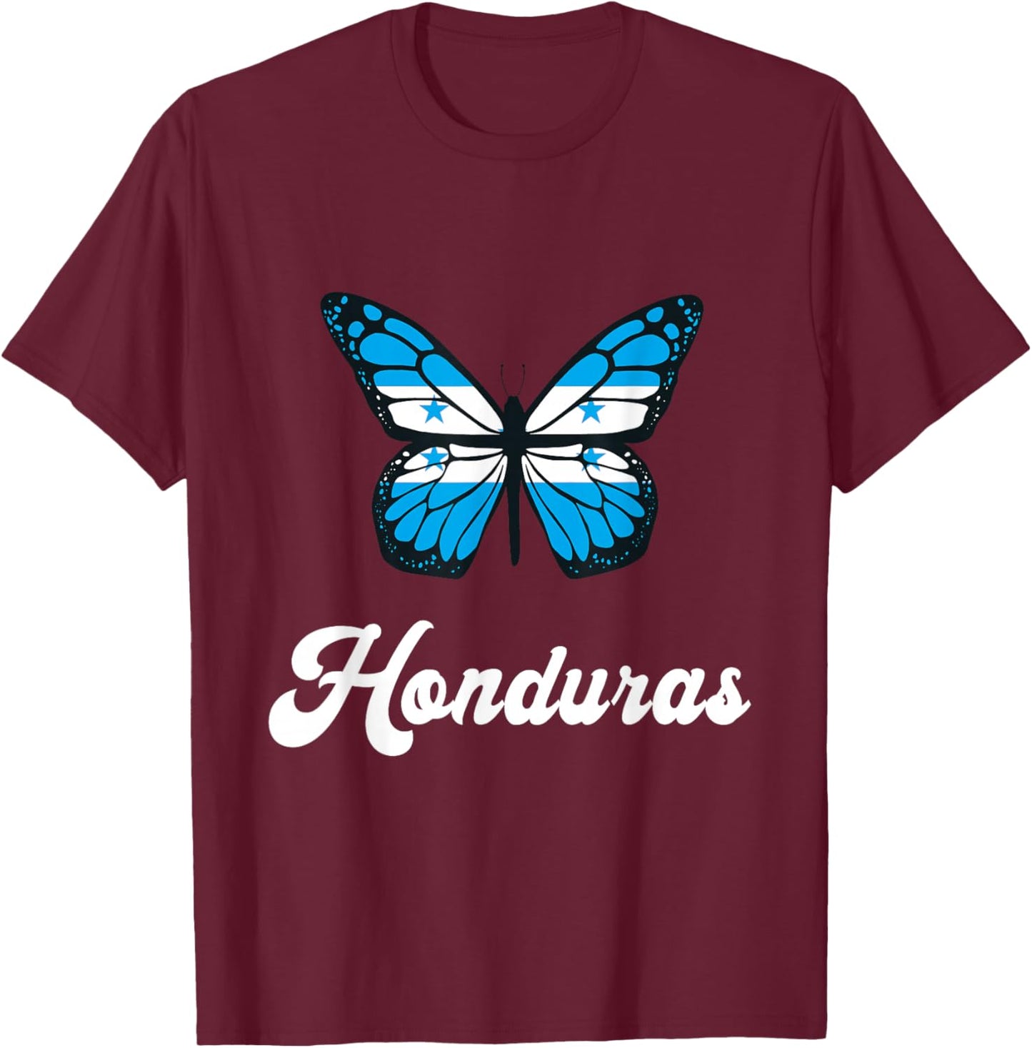 Honduras Flag Proud Butterfly Central America Honduran Roots T-Shirt - T-Shirt | Maroon