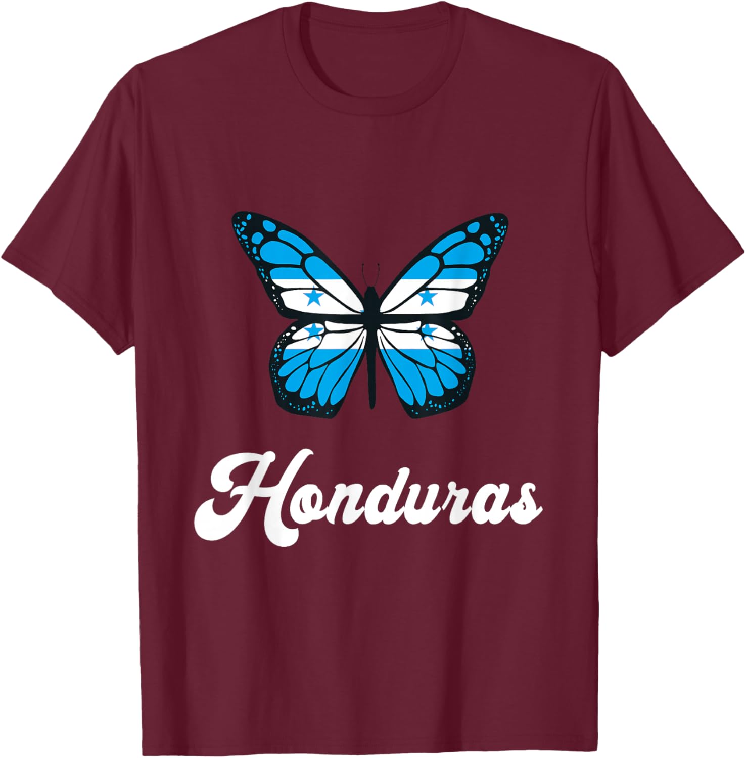 Honduras Flag Proud Butterfly Central America Honduran Roots T-Shirt - T-Shirt | Maroon