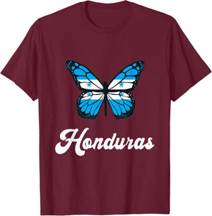 Honduras Flag Proud Butterfly Central America Honduran Roots T-Shirt - T-Shirt | Maroon
