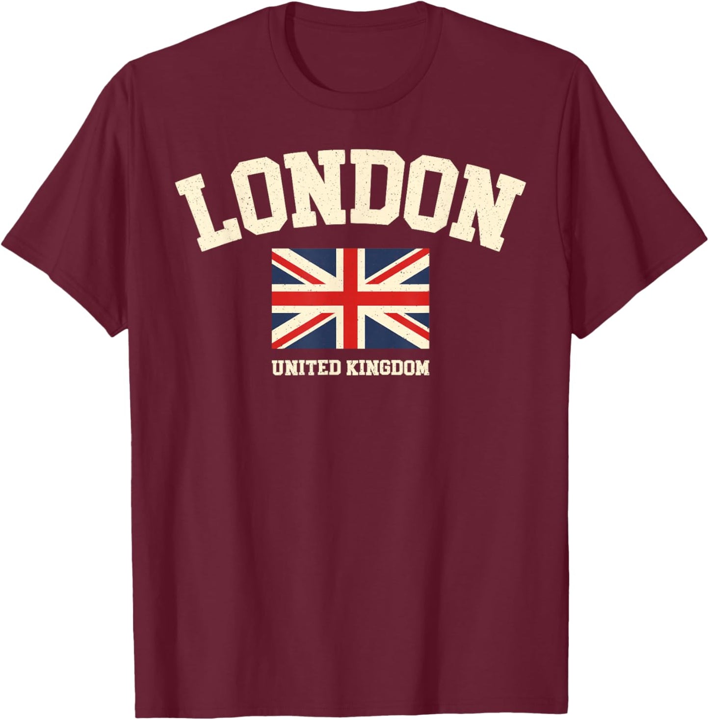 Vintage London England United Kingdom Souvenir Retro Graphic T-Shirt - T-Shirt | Maroon