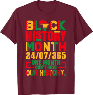 Vintage Proud Black Heritage Black History Month 24 7 T-Shirt - T-Shirt | Maroon
