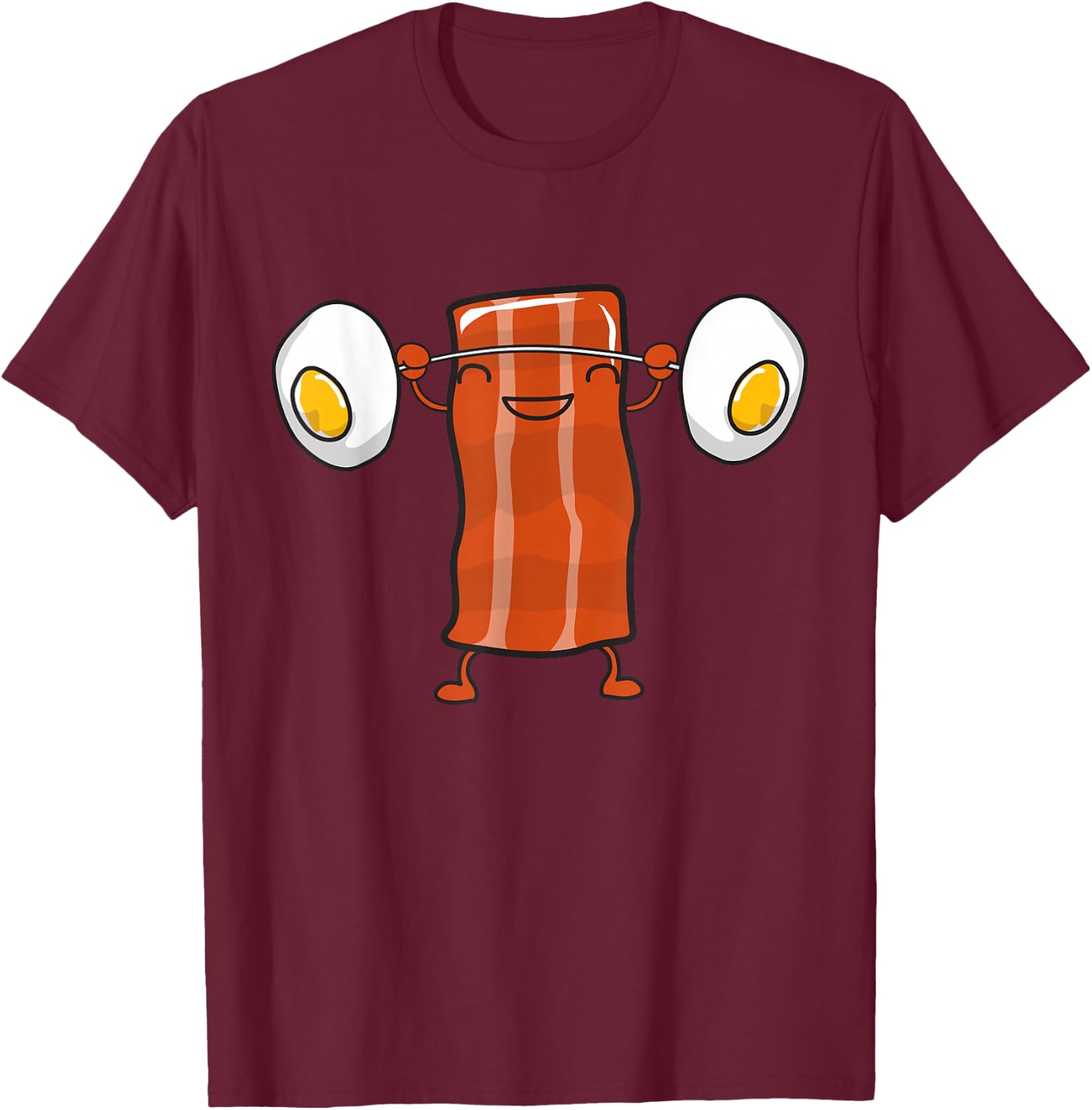 Bacon Lifting Eggs Funny Keto Snatch Squat Barbell Weight T-Shirt - T-Shirt | Maroon