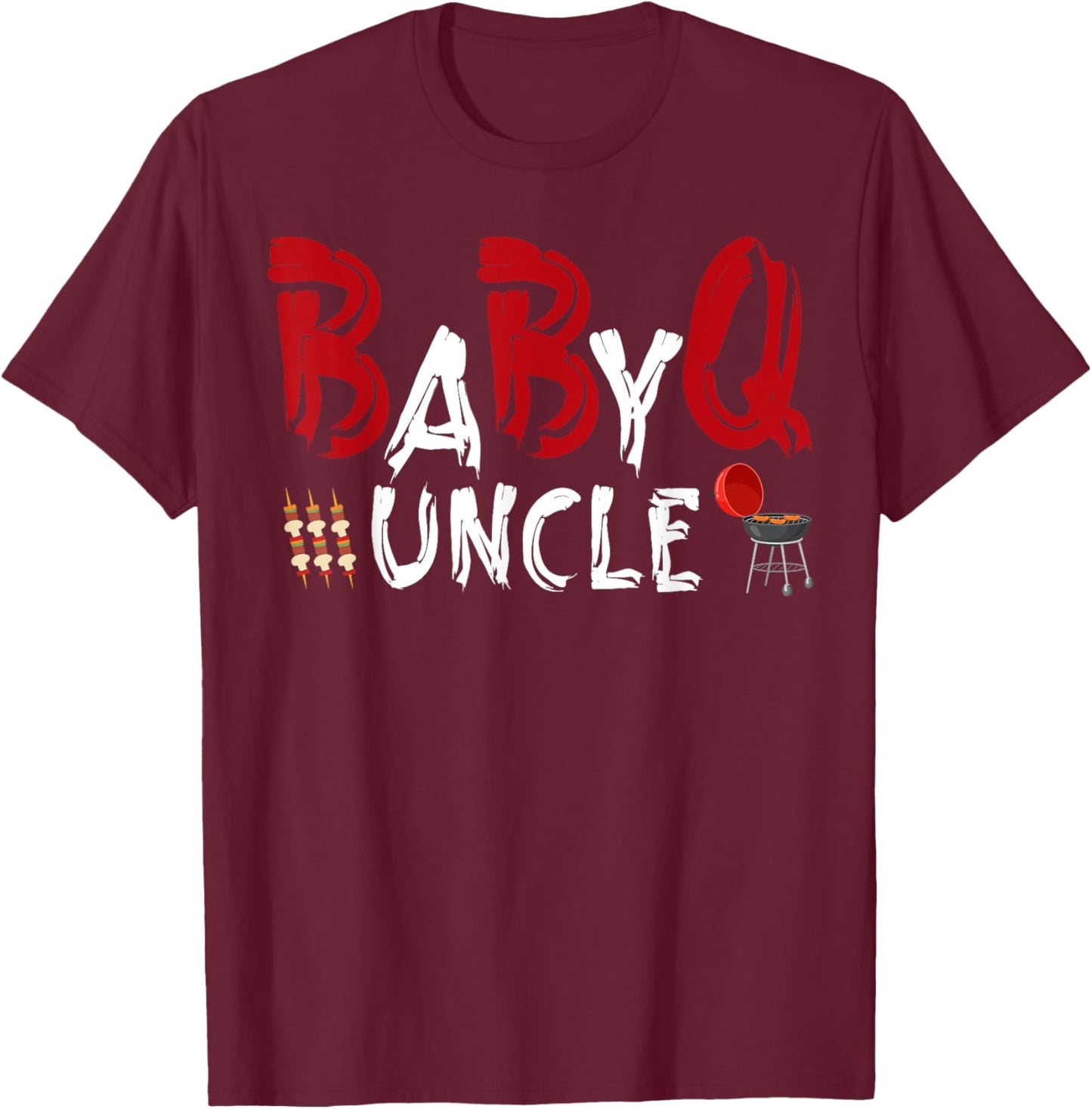 Uncle Baby BBQ Shower Themed Family Matching Barbecue T-Shirt - T-Shirt | Maroon