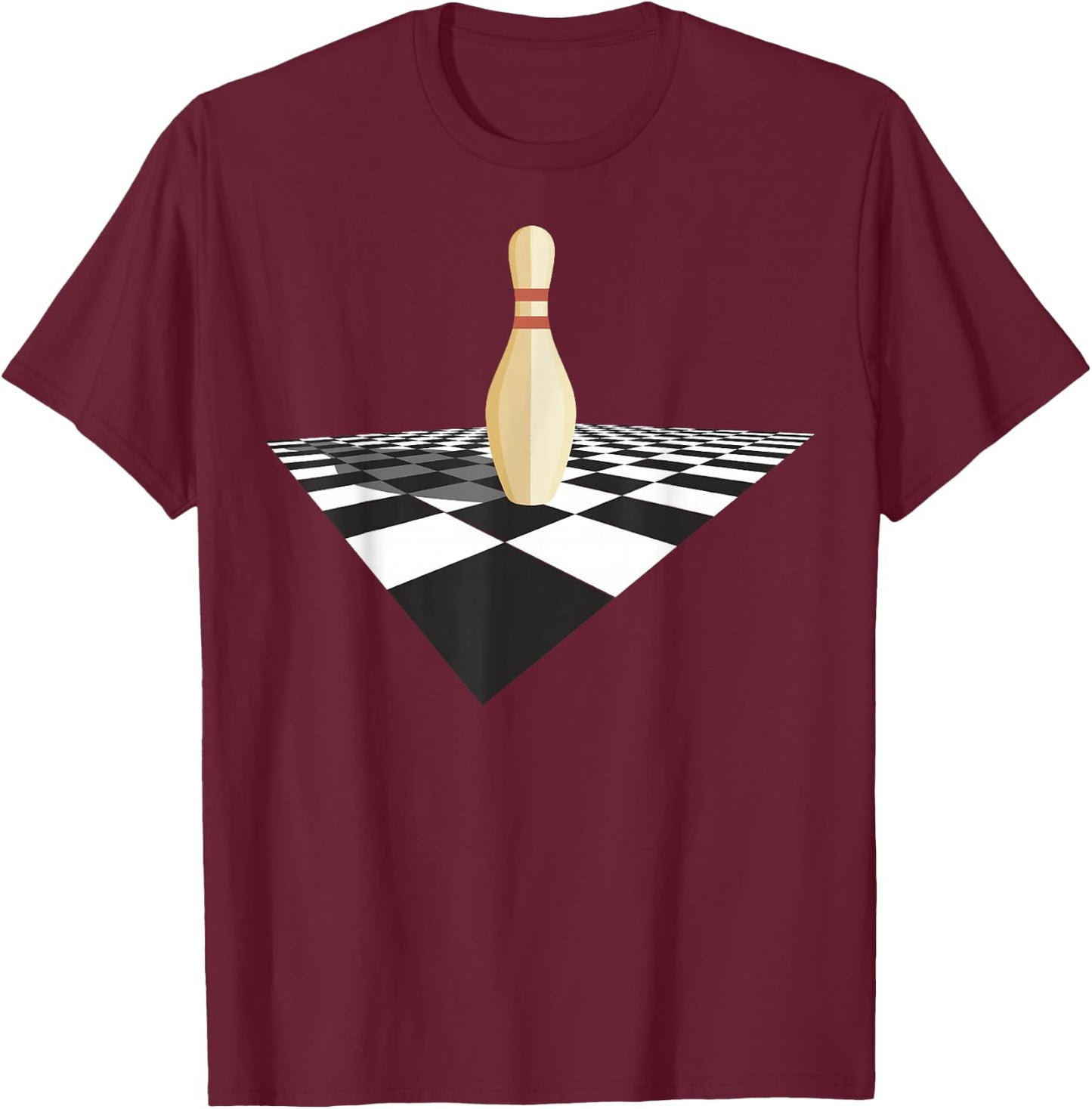 The Big Lebowski Bowling Pin Checkered Floor Graphic T-Shirt - T-Shirt | Maroon