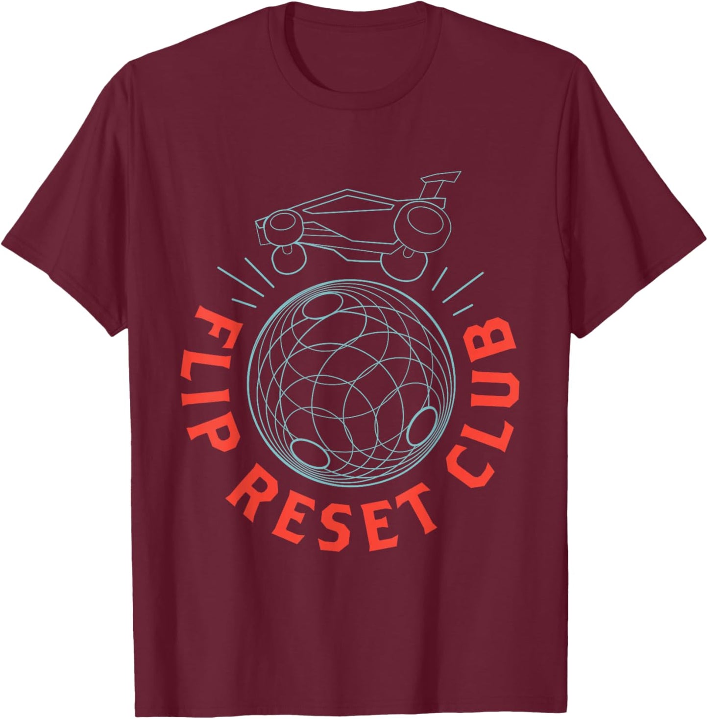 Simple Rocket Soccer League, Flip Reset Club, Clean Design T-Shirt - T-Shirt | Maroon