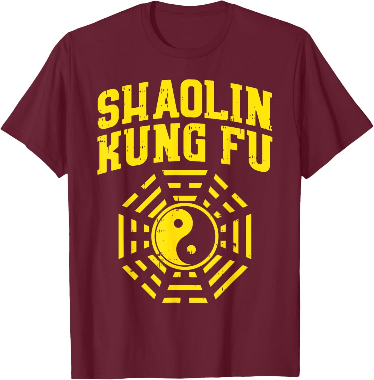 Shaolin Kung Fu Ying Yang Symbol Chinese Martial Arts Gift T-Shirt - T-Shirt | Maroon