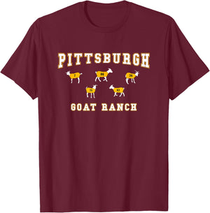 Pittsburgh G.O.A.T. Ranch Funny Football Goats T-Shirt - T-Shirt | Maroon