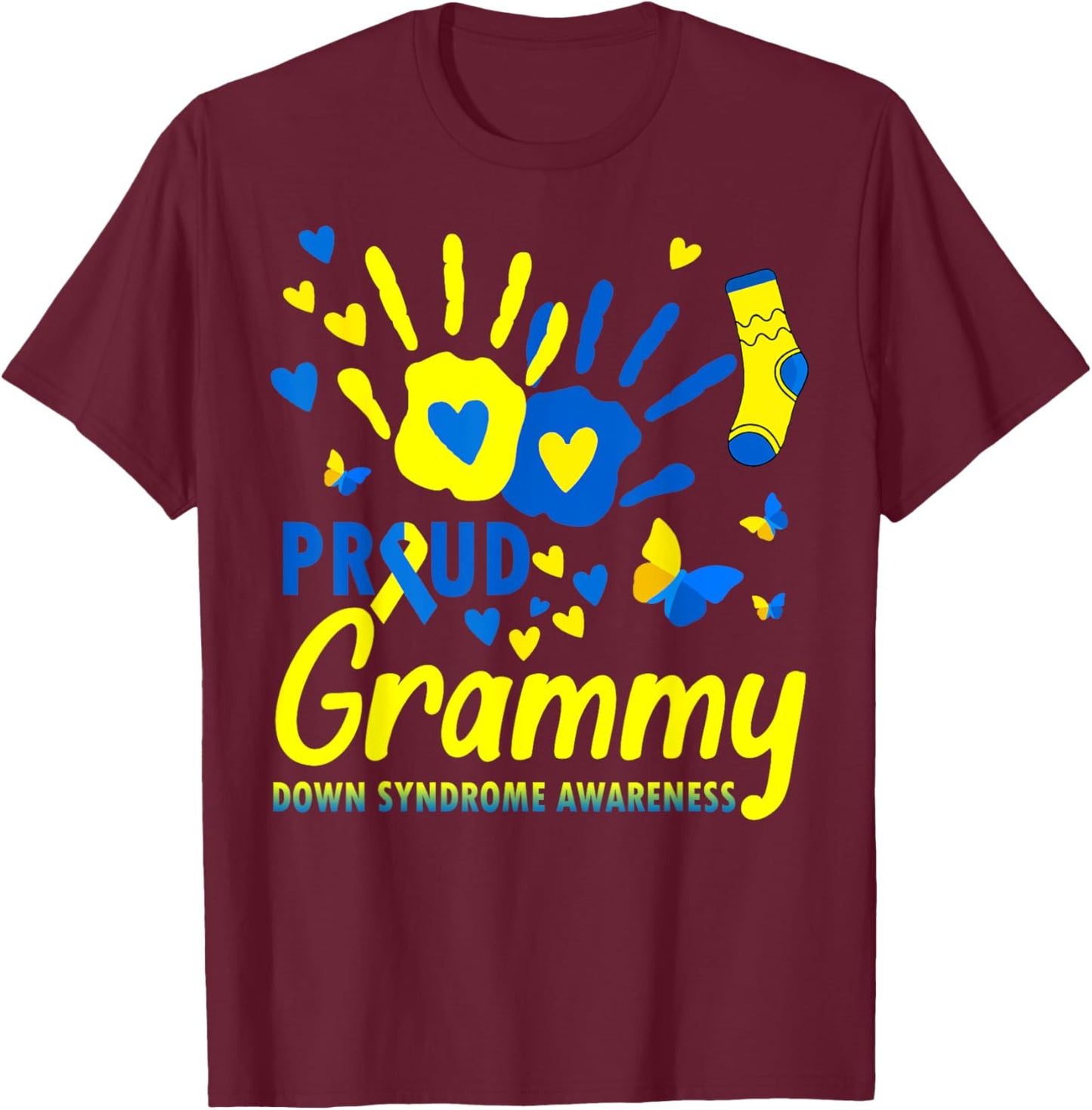 Proud Grammy World Down Syndrome Awareness Day Matching T-Shirt - T-Shirt | Maroon