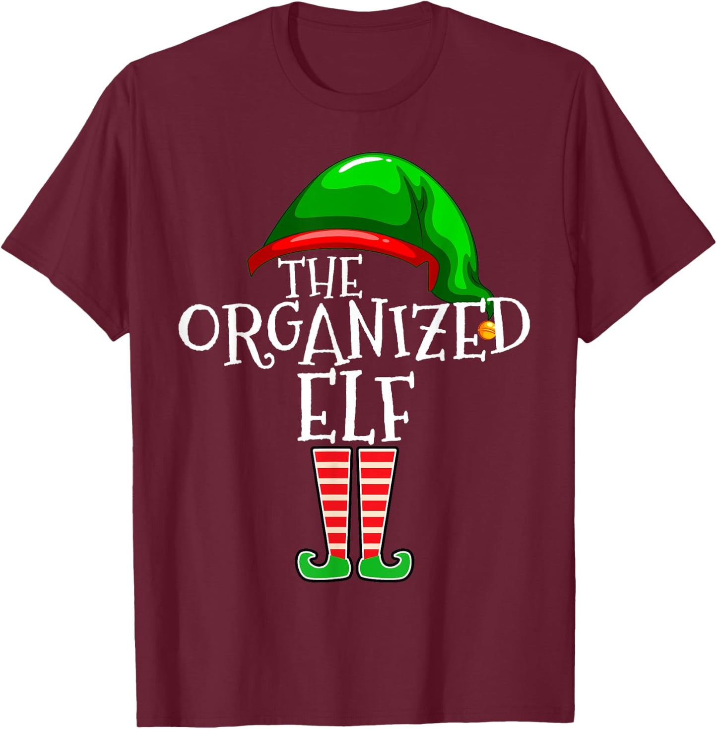 Organized Elf Group Matching Family Christmas T-Shirt - T-Shirt | Maroon