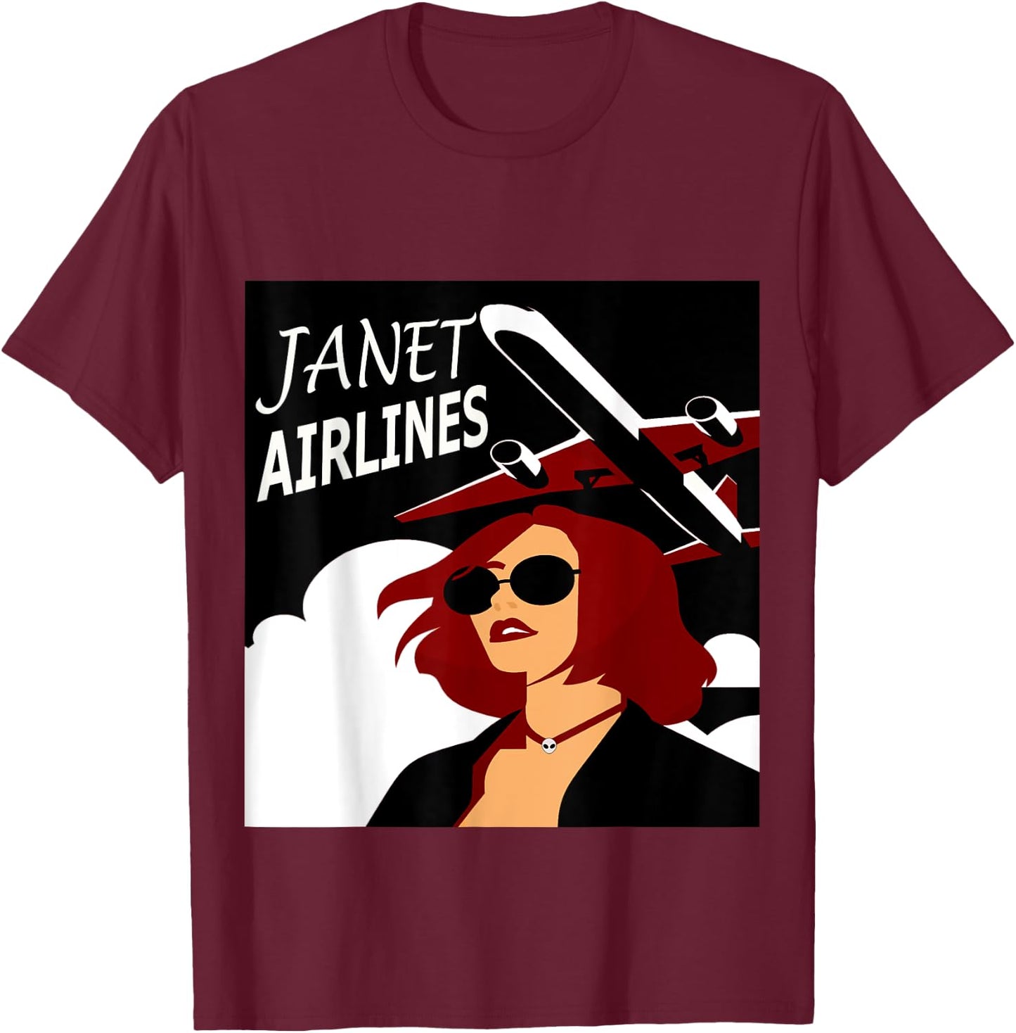 Alien Area 51 Nevada Janet Airlines Shirt Top T-Shirt - T-Shirt | Maroon