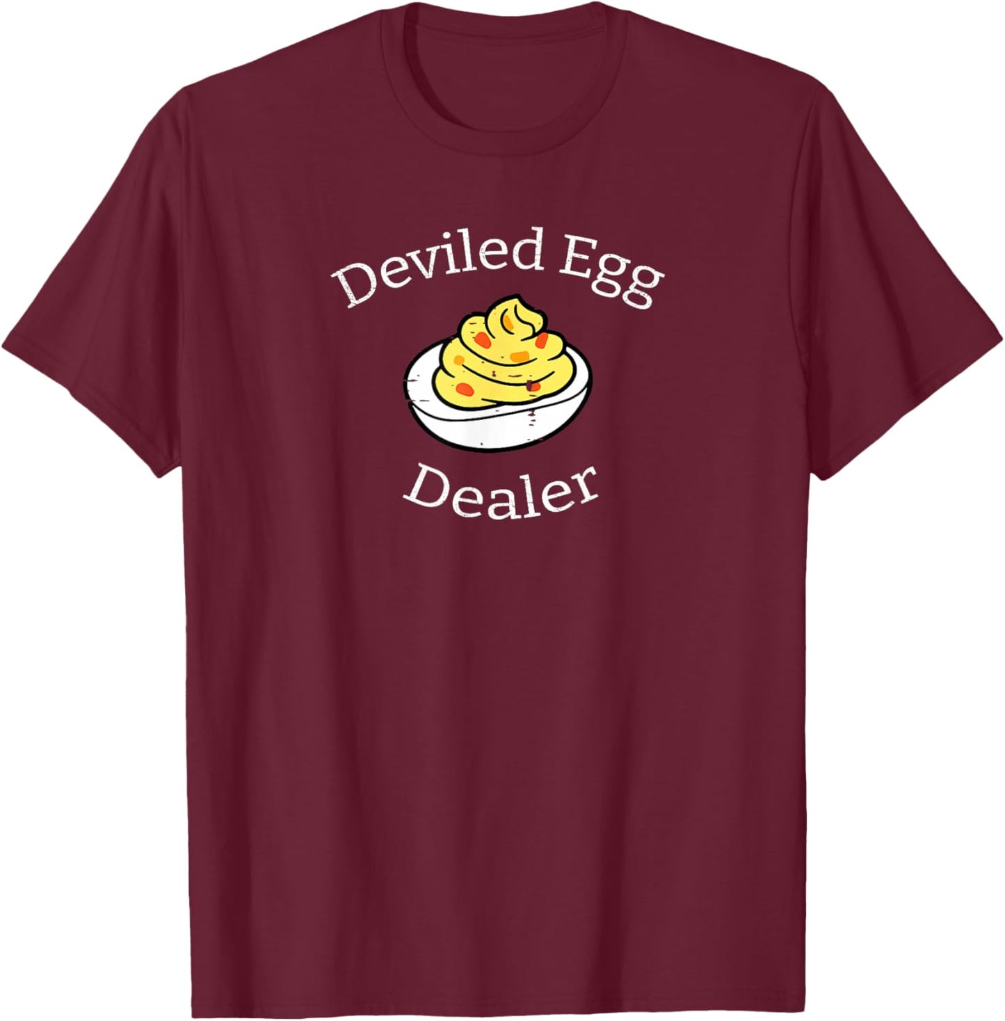 Retro Deviled Egg Dealer Funny Thanksgiving Dinner T-Shirt - T-Shirt | Maroon