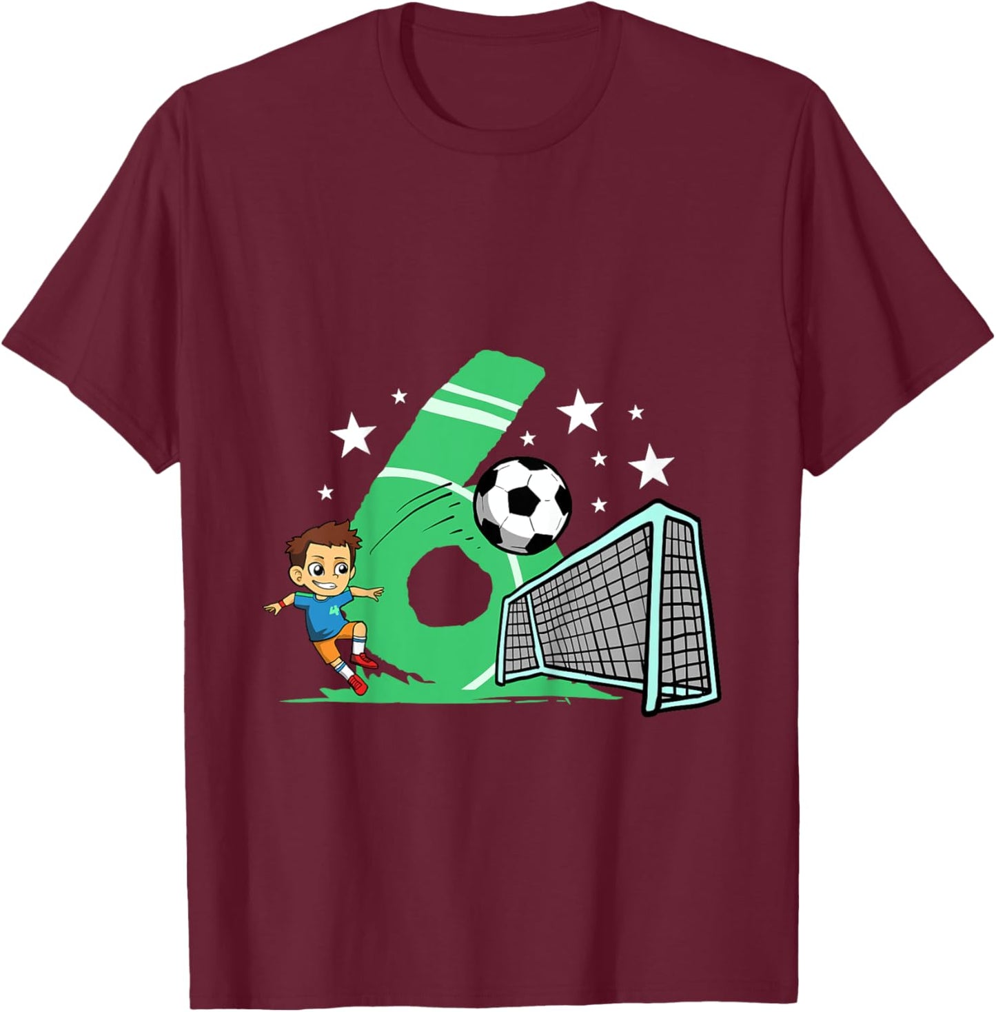6th Birthday Football Shirt Gift 6 Years Football Player T-Shirt - T-Shirt | Maroon