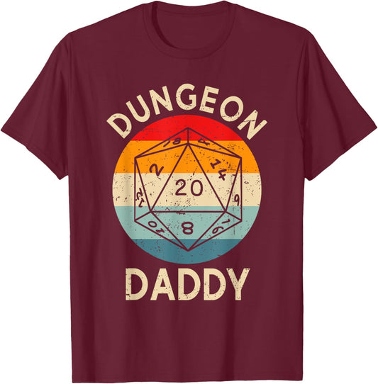 Retro Dungeon Daddy Fathers Day T-Shirt - T-Shirt | Maroon