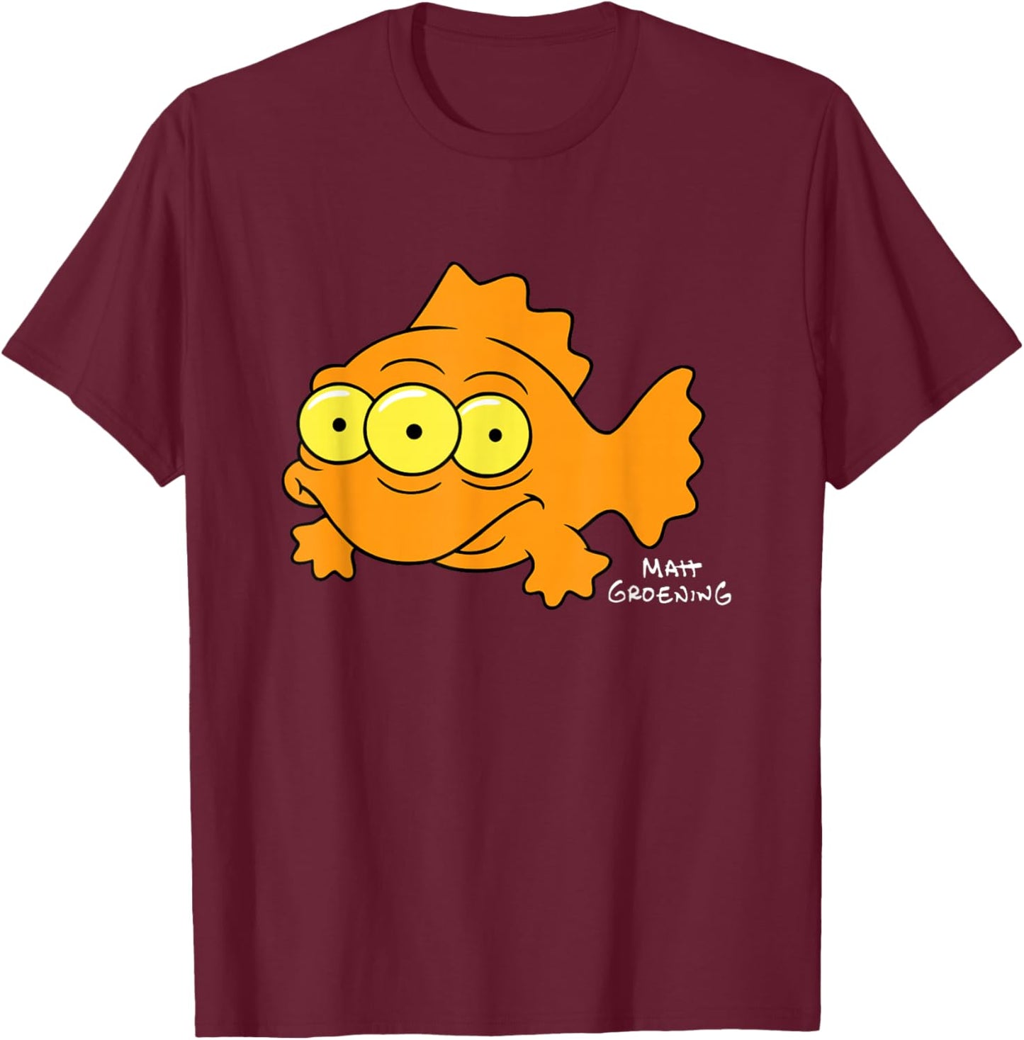 The Simpsons Blinky Three-Eyed Nuclear Fish Center Icon T-Shirt - T-Shirt | Maroon