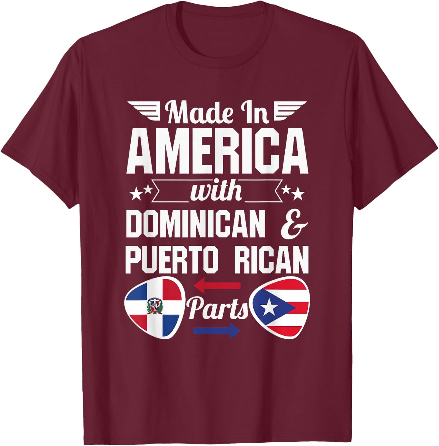 Dominirican Puerto Rico and Republica Dominicana Pride Flag T-Shirt - T-Shirt | Maroon