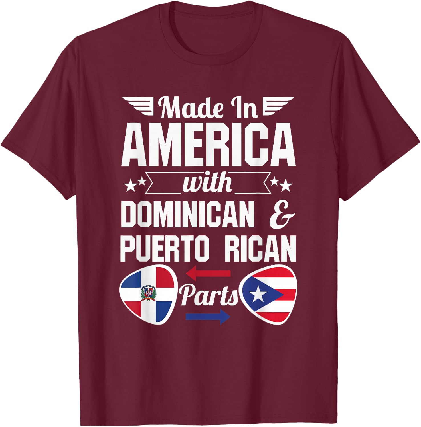 Dominirican Puerto Rico and Republica Dominicana Pride Flag T-Shirt - T-Shirt | Maroon