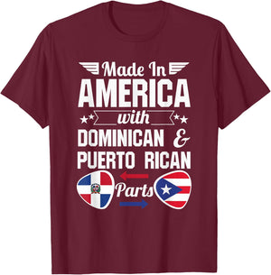 Dominirican Puerto Rico and Republica Dominicana Pride Flag T-Shirt - T-Shirt | Maroon