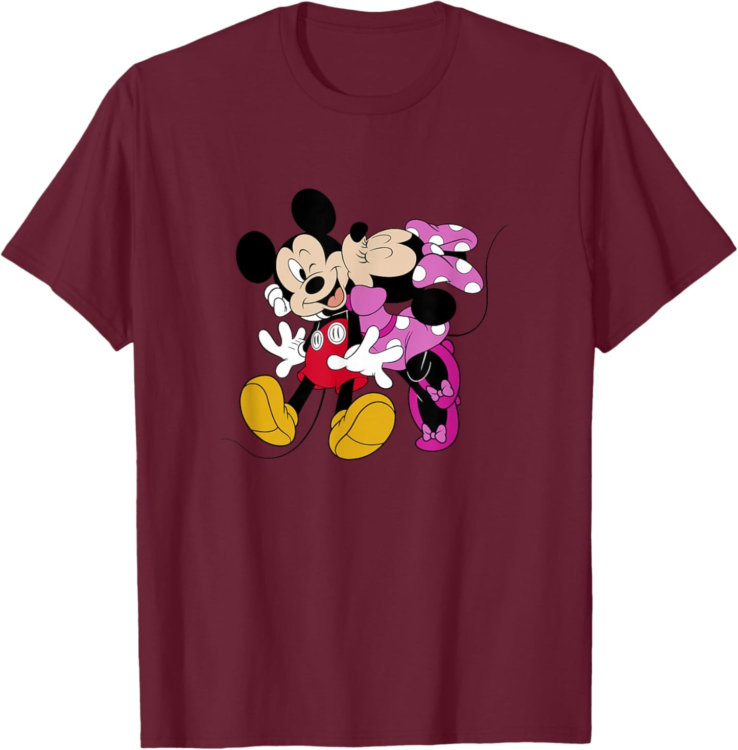 Disney Mickey and Friends Valentine's Day Minnie Kiss T-Shirt - T-Shirt | Maroon
