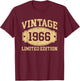 Vintage 1966 Men Women Born In 1966 Birthday Idea Vintage T-Shirt - T-Shirt | Maroon