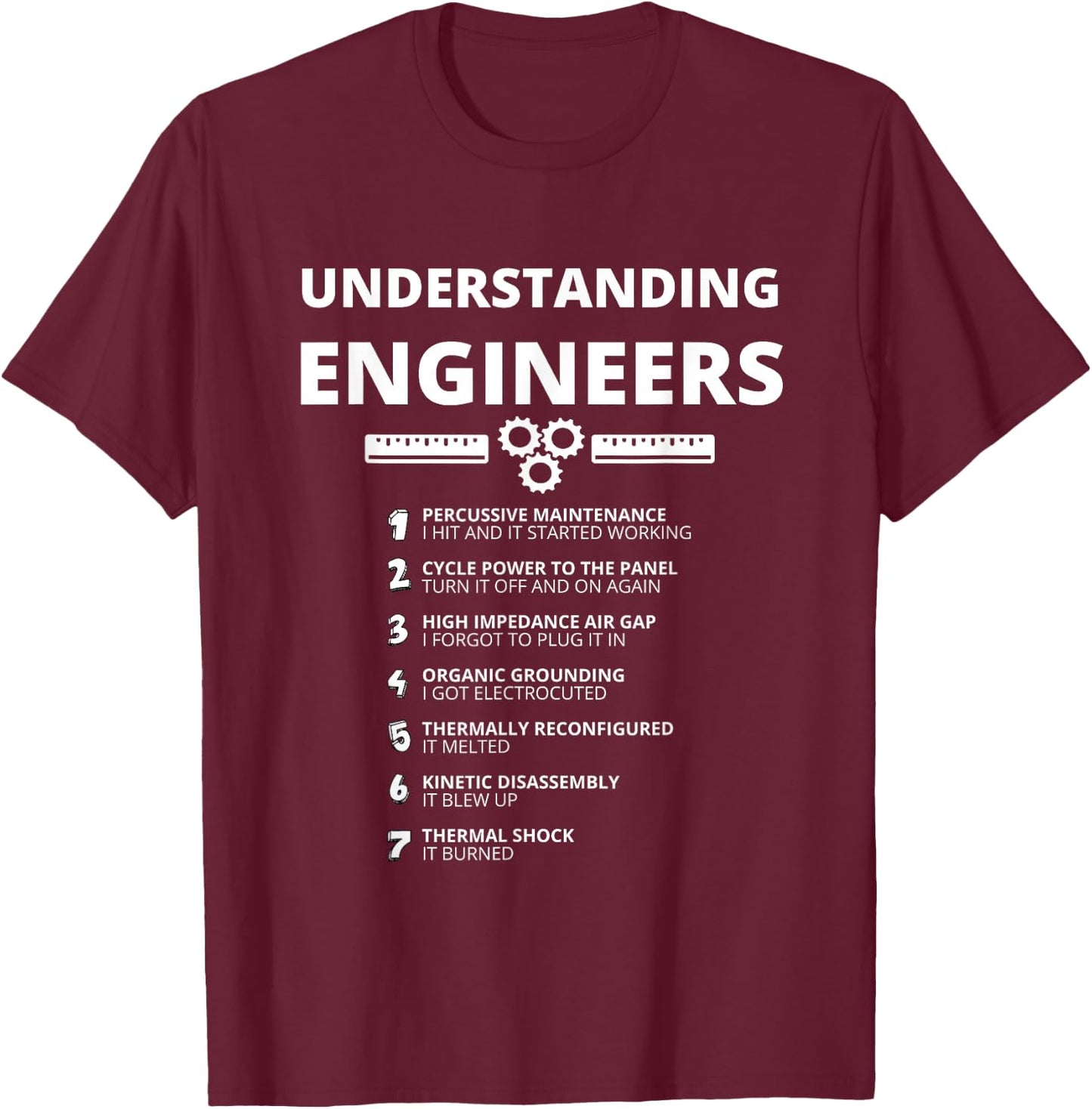 Understanding Engineers - Funny Sarcastic Engineering Gift Small T-Shirt - T-Shirt | Maroon