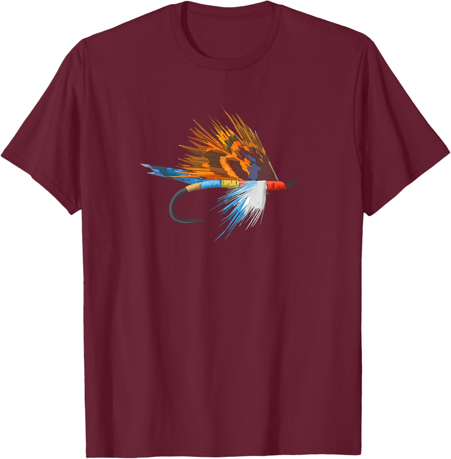 Fly Fishing Trout Fly Tie Art Fisherman Fly Fish Hook Art T-Shirt - T-Shirt | Maroon