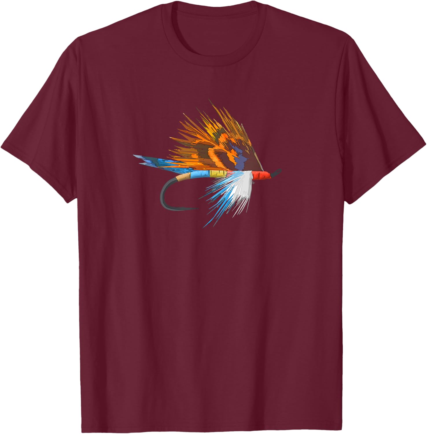 Fly Fishing Trout Fly Tie Art Fisherman Fly Fish Hook Art T-Shirt - T-Shirt | Maroon