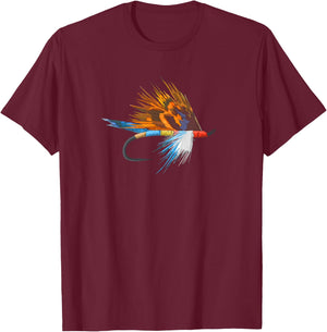 Fly Fishing Trout Fly Tie Art Fisherman Fly Fish Hook Art T-Shirt - T-Shirt | Maroon