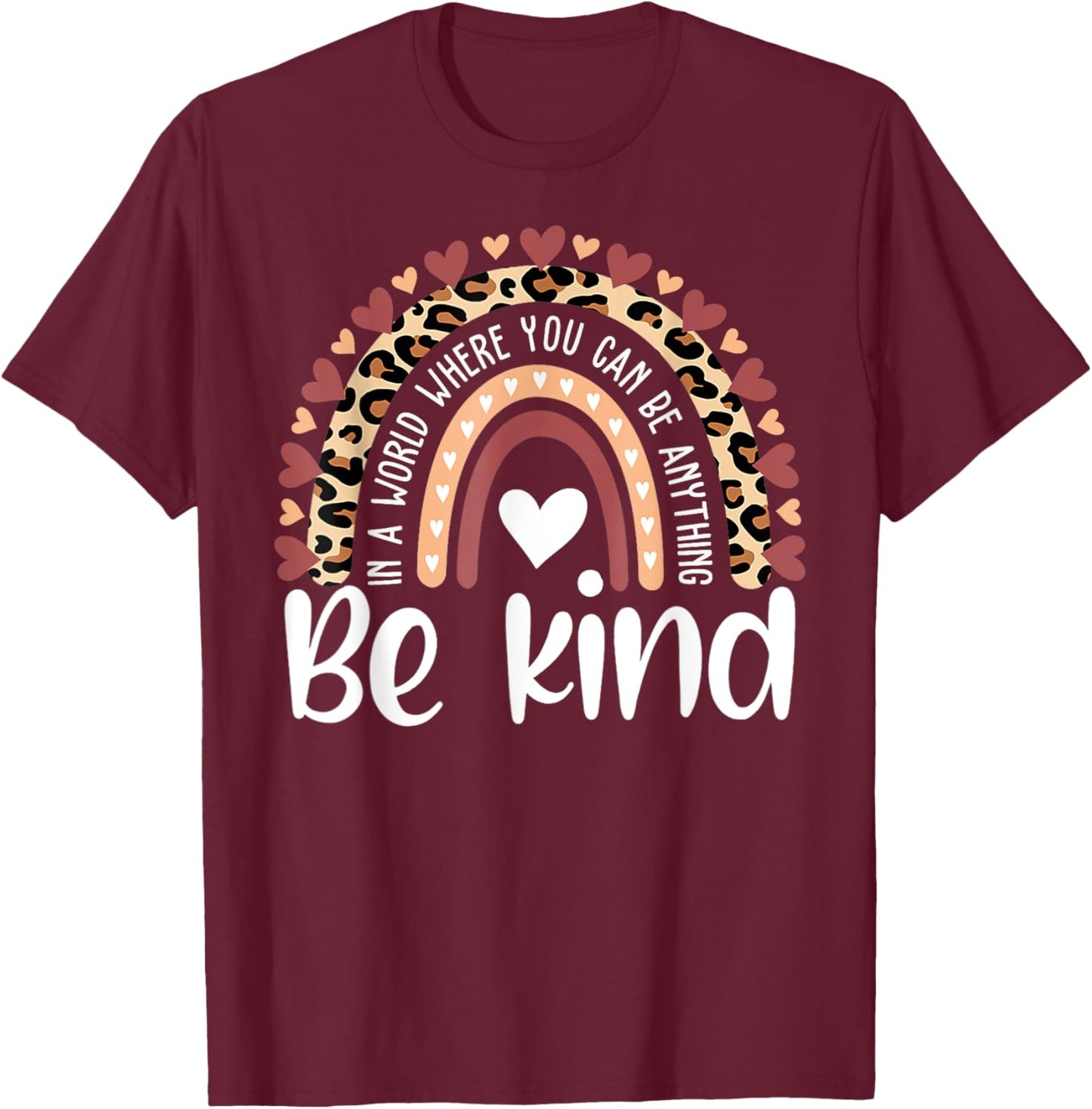 Unity Day Orange Anti Bullying Leopard Rainbow Kids Girls T-Shirt - T-Shirt | Maroon