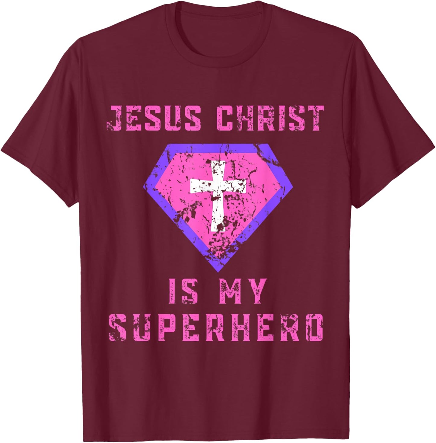 Jesus Christ Is My Superhero Jesus Kids Toddler Girls 5T 4T T-Shirt - T-Shirt | Maroon