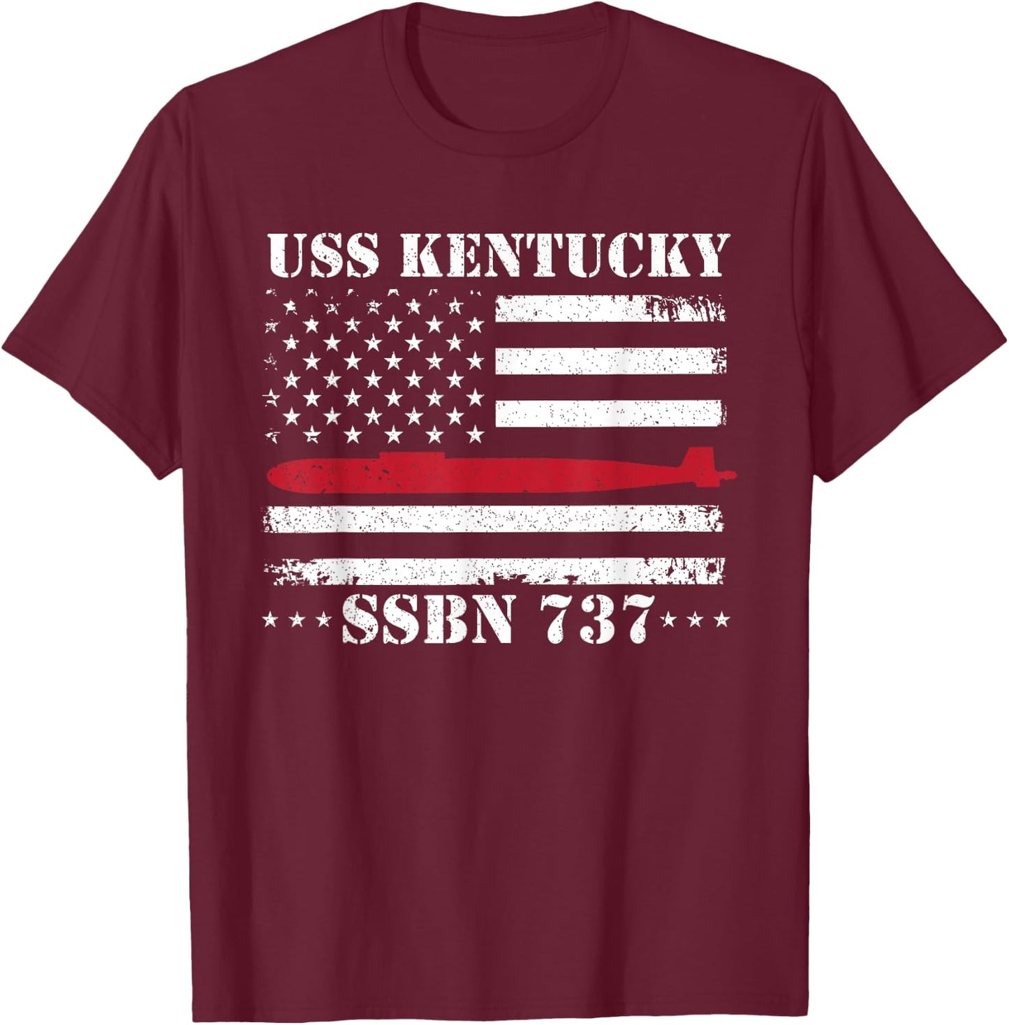 Submariner USS KENTUCKY SSBN737 US Flag Veteran Submarine T-Shirt - T-Shirt | Maroon