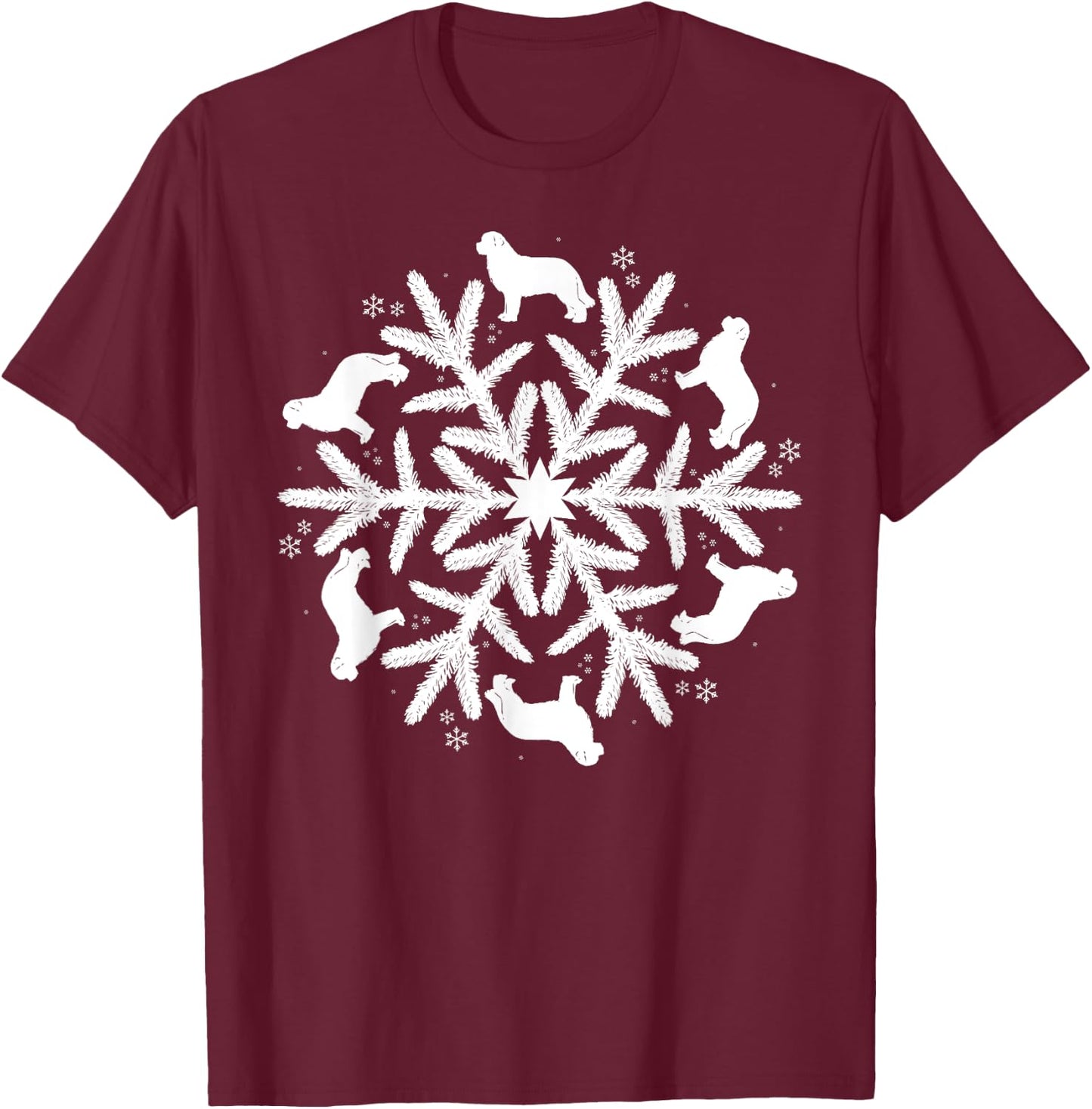 Snowflake Christmas Newfoundland T-Shirt - T-Shirt | Maroon