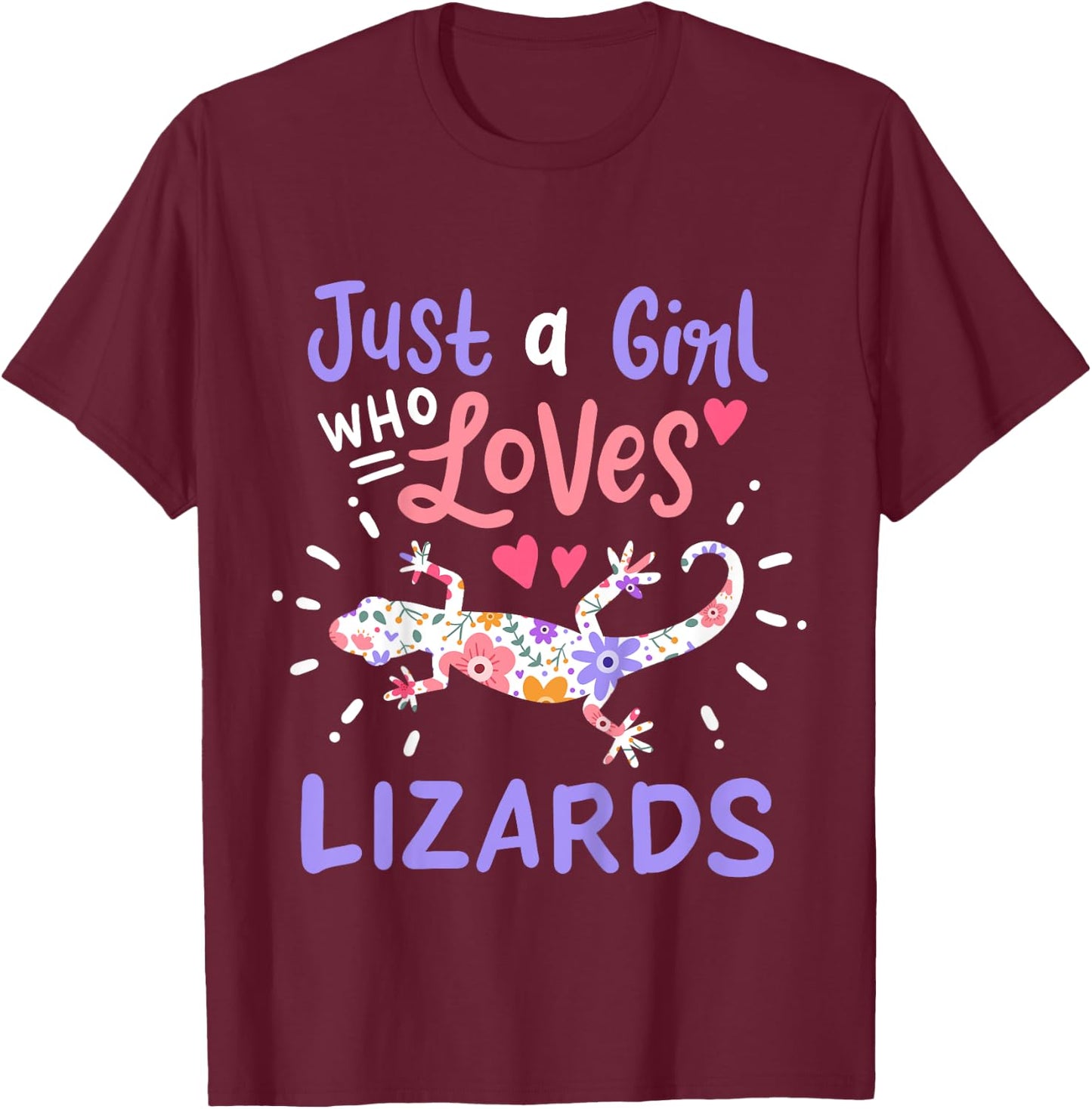 Lizard Just A Girl Lizards Gift T-Shirt - T-Shirt | Maroon