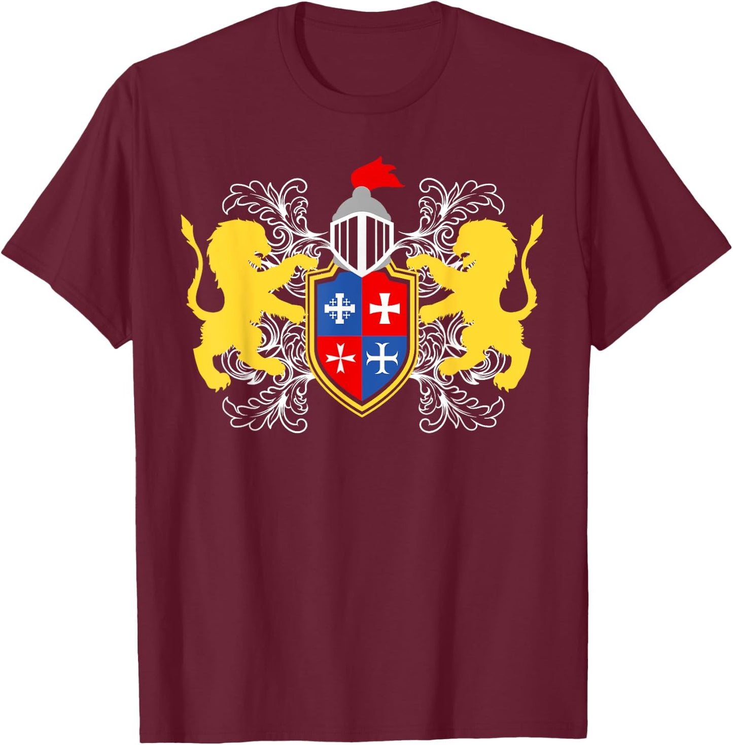Knight Armour with Lions on Breast Armour Medieval Knight T-Shirt - T-Shirt | Maroon