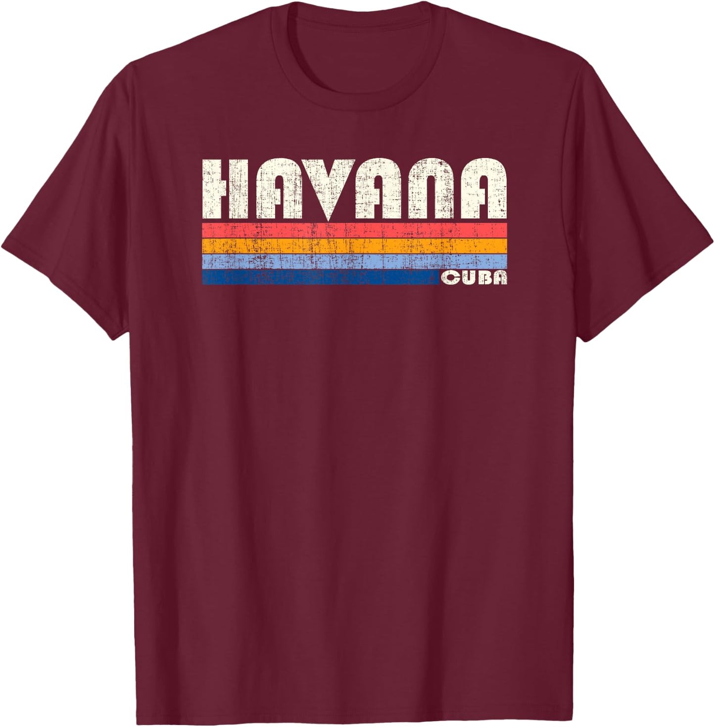 Vintage 70s 80s Style Havana, Cuba T-Shirt - T-Shirt | Maroon