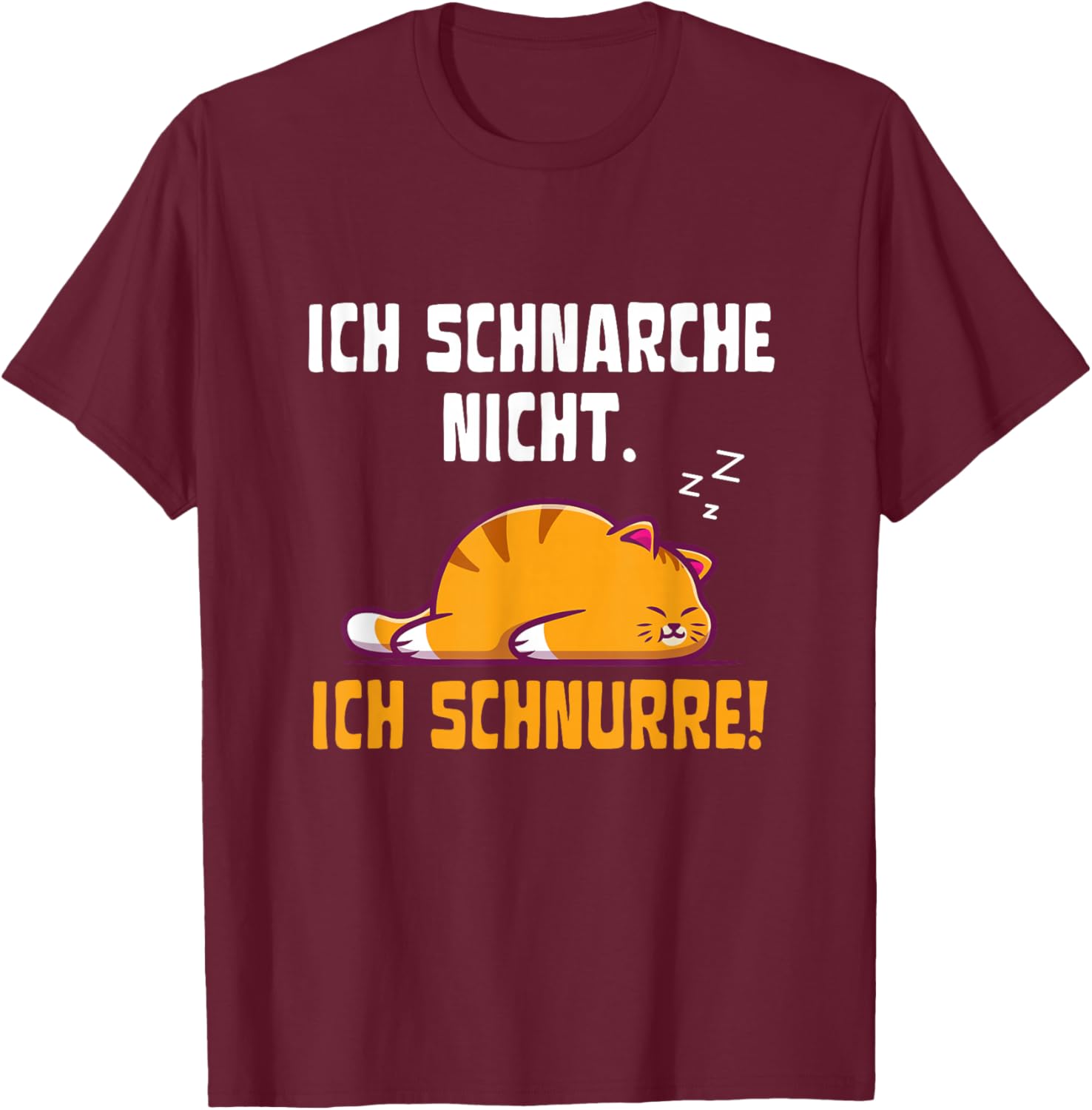 Ich schnarche Nicht Ich schnurre | Katzen Pyjama Schlafshirt T-Shirt - T-Shirt | Maroon