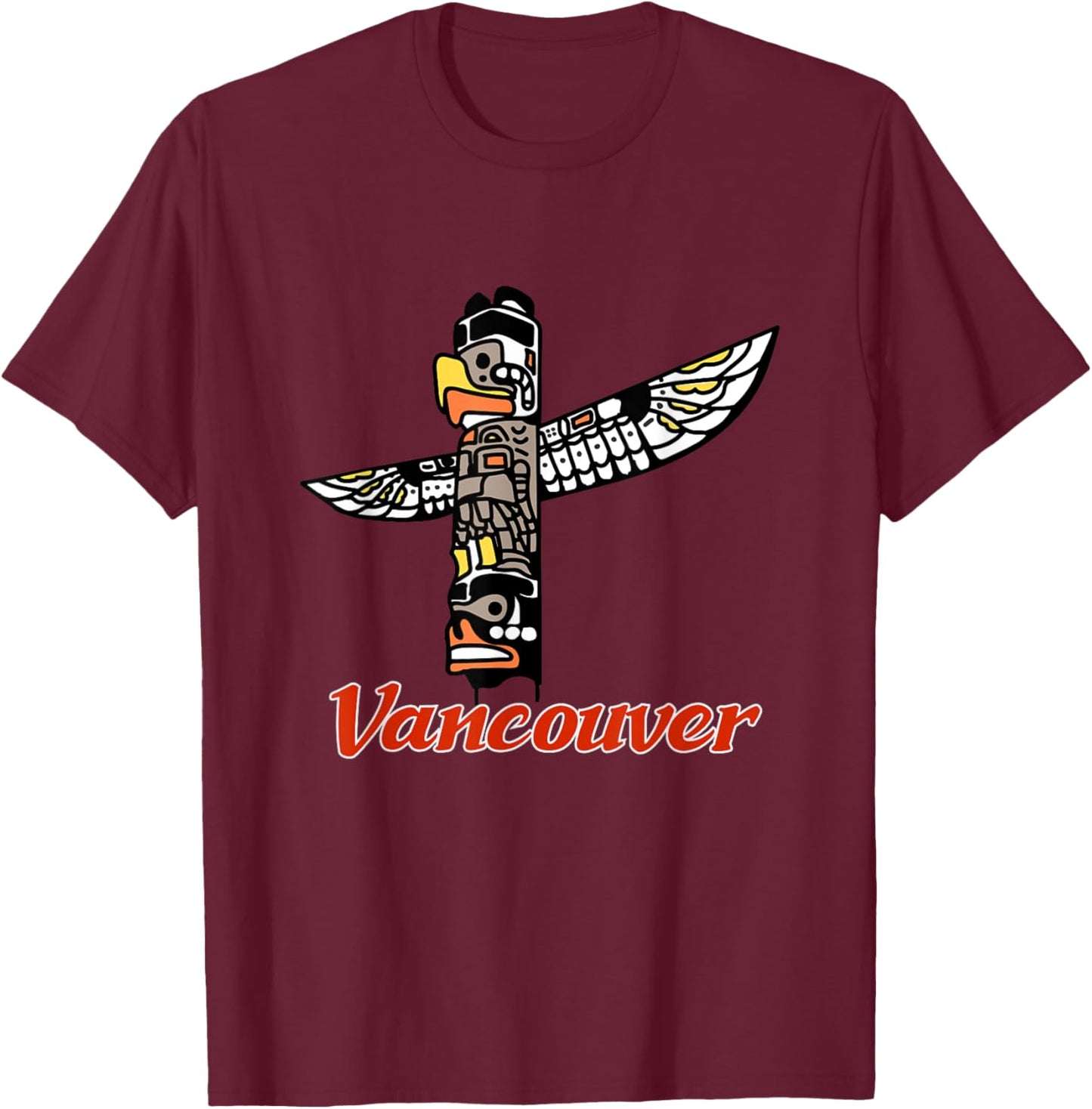 British Columbia Totem Pole Vancouver Canada Stanley Park T-Shirt - T-Shirt | Maroon
