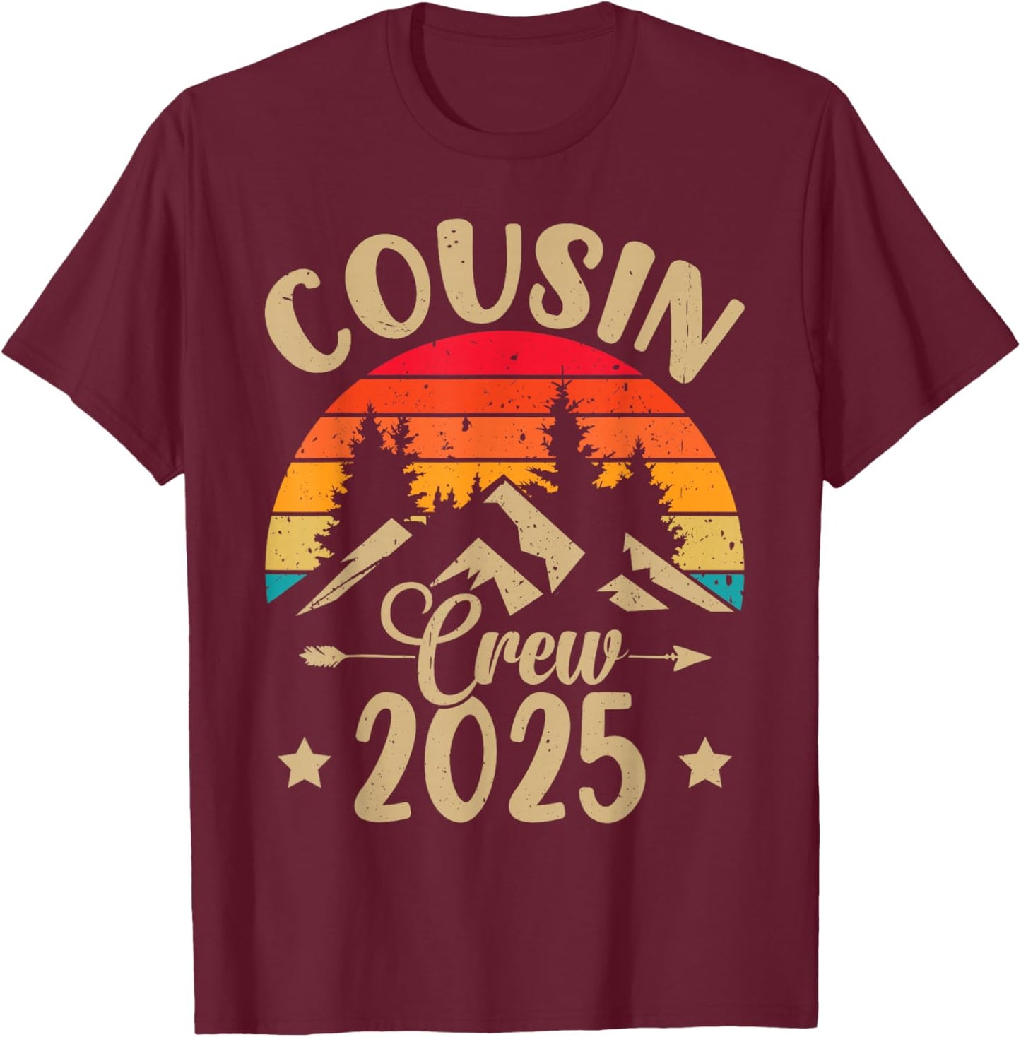 Vacation Family Reunion Cousin Crew 2025 Matching T-Shirt - T-Shirt | Maroon