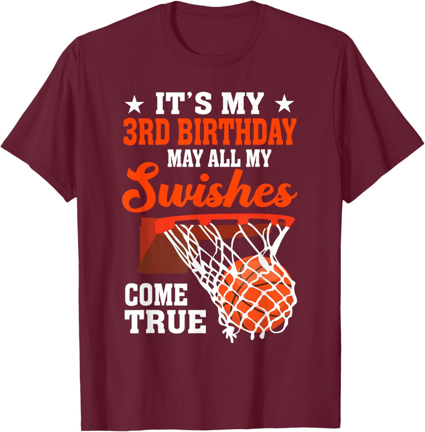 It's My 3rd Birthday Basketball 3 Year Old T-Shirt - T-Shirt | Maroon