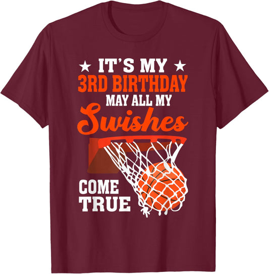 It's My 3rd Birthday Basketball 3 Year Old T-Shirt - T-Shirt | Maroon