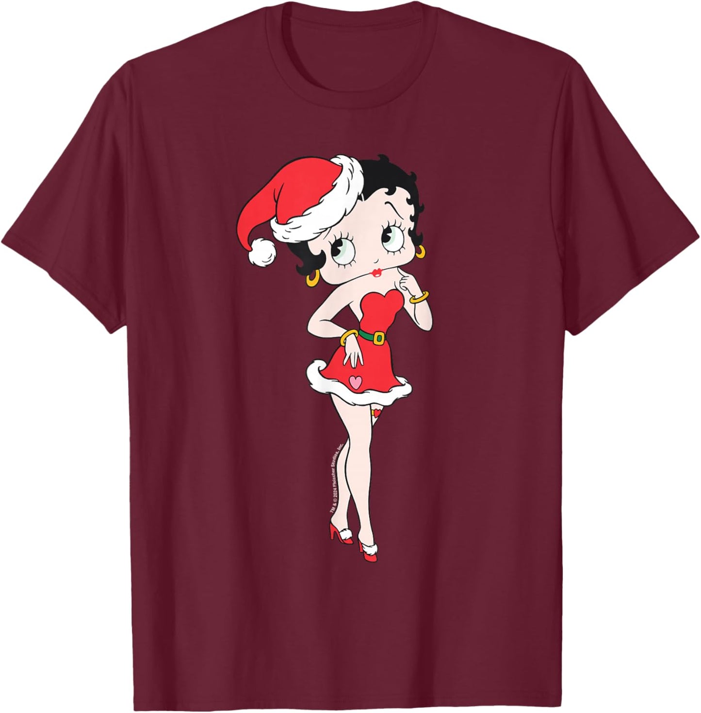 Betty Boop Christmas Pin Up T-Shirt - T-Shirt | Maroon