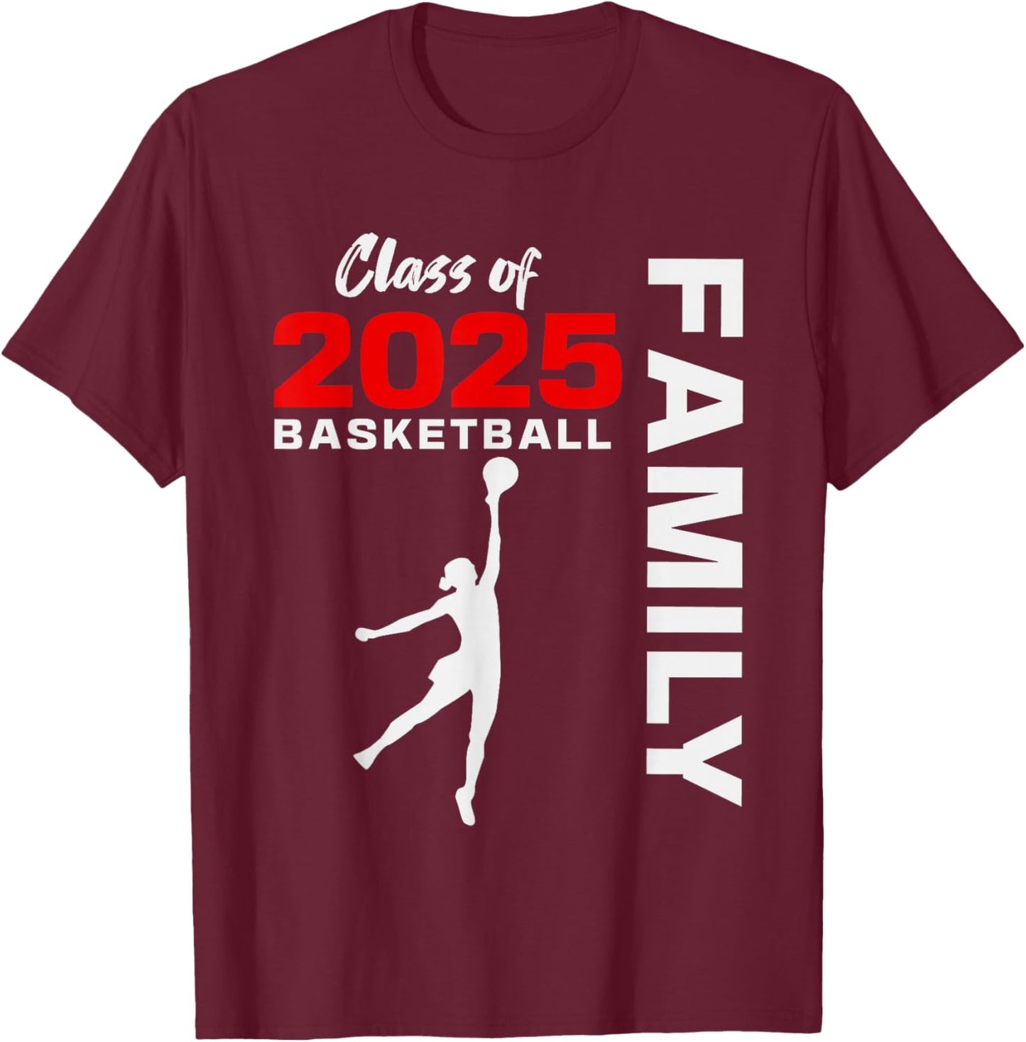 Basketball Senior Matching Class of 2025 Senior Basketball T-Shirt - T-Shirt | Maroon
