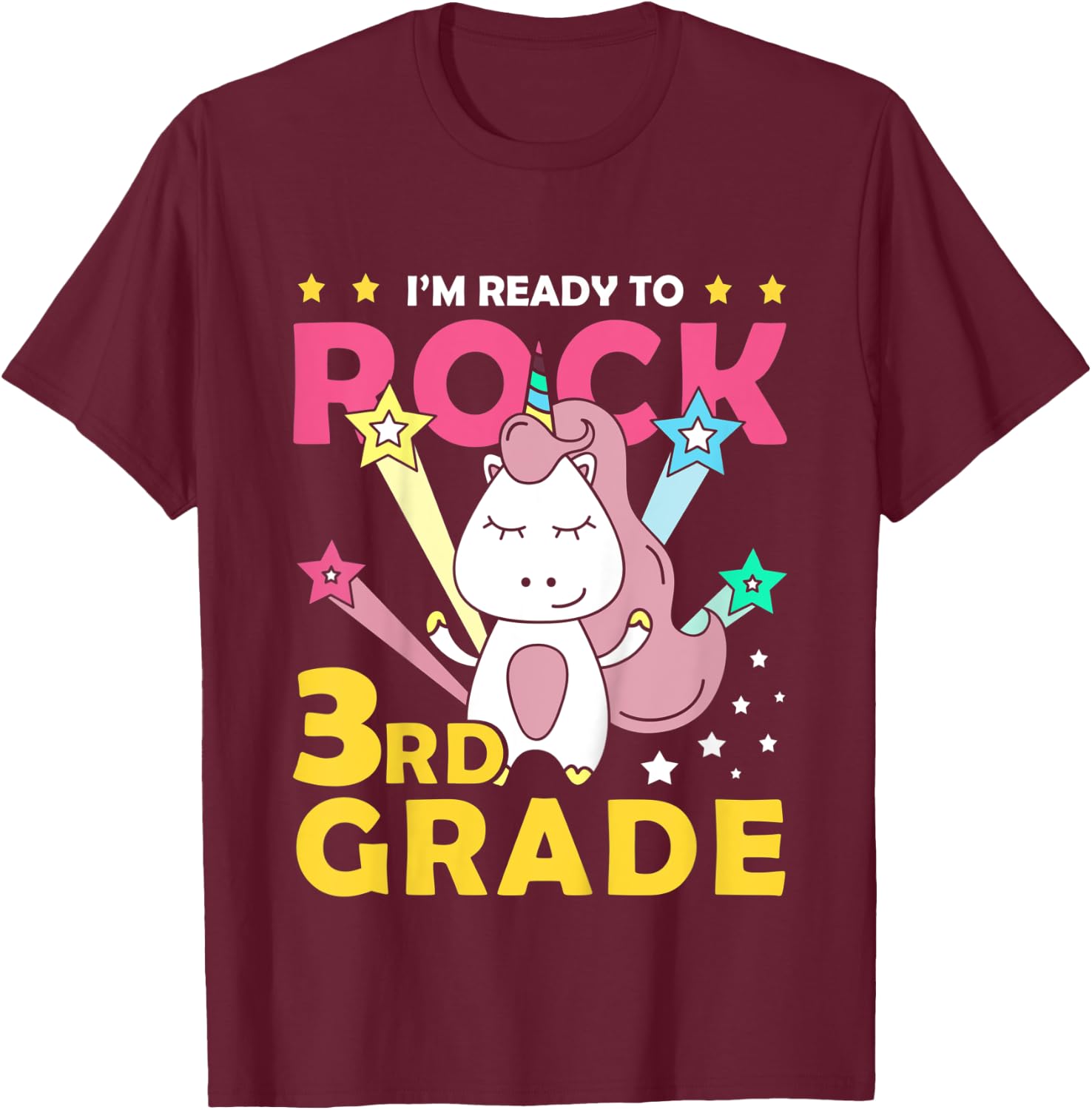 Kids I'm Ready Crush 3rd Grade Shirt Cute Unicorn T-Shirt - T-Shirt | Maroon