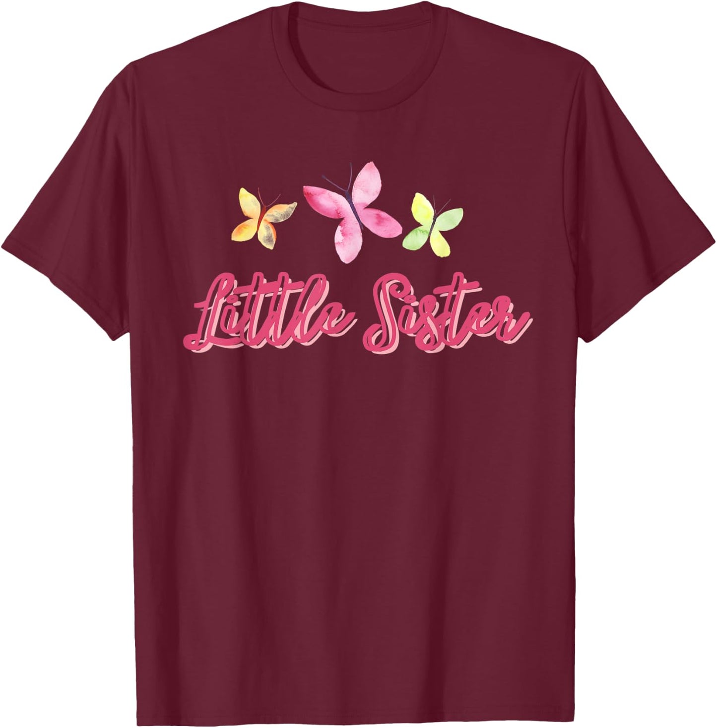 Little Sister Butterflies T-Shirt - T-Shirt | Maroon