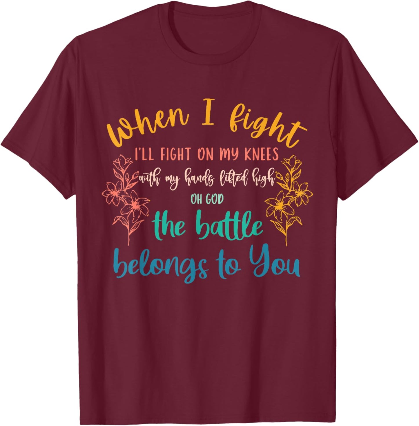 Retro Battle Belongs To The Lord Christian,Inspirational T-Shirt - T-Shirt | Maroon